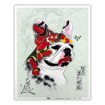 Green Monmon Signed Dog Print Monmon Cats 