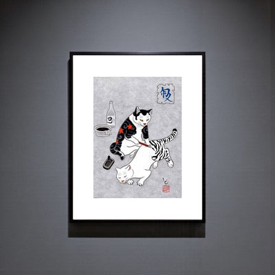 Tebori Print Print Monmon Cats 