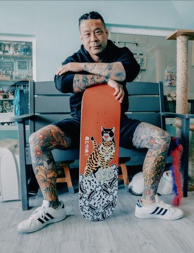 Tiger Skull Skate Deck Skate Monmon Cats 