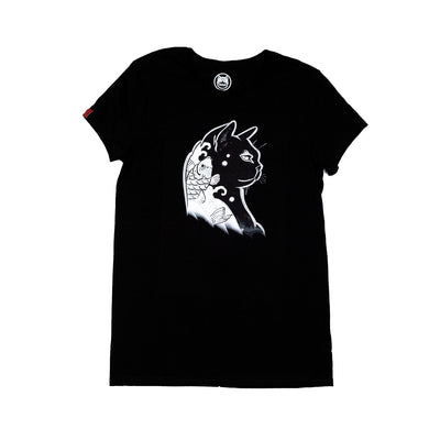 Black Cat Women's Tee - Black Apparel Monmon Cats 