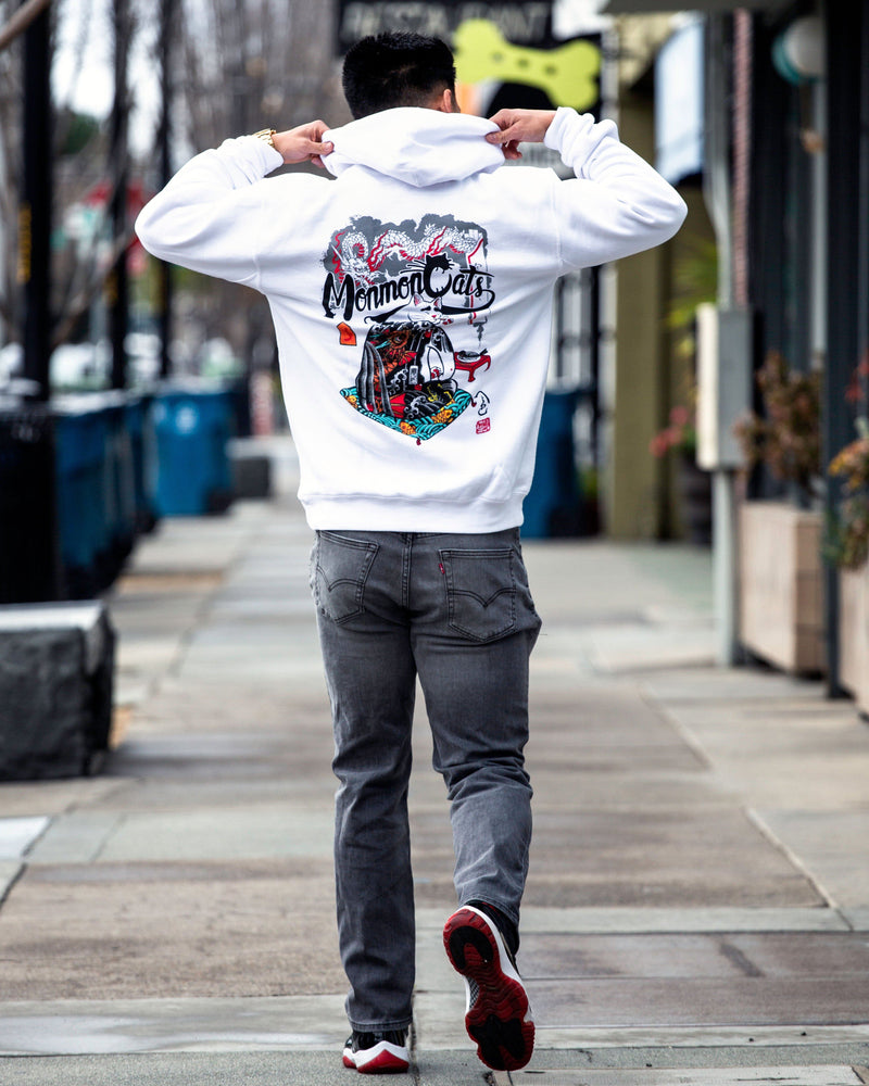 Boss Cat Hoodie - White Apparel Monmon Cats 
