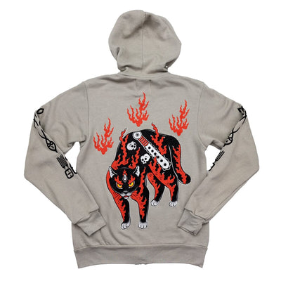 Fuego Gato Zip Up Hoodie Apparel Monmon Cats 
