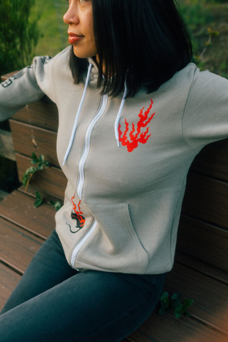 Fuego Gato Zip Up Hoodie Apparel Monmon Cats 