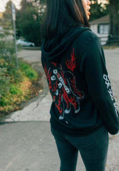 Fuego Gato Zip Up Hoodie Apparel Monmon Cats 
