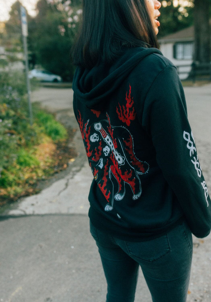 Fuego Gato Zip Up Hoodie Apparel Monmon Cats 