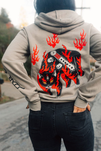 Fuego Gato Zip Up Hoodie Apparel Monmon Cats 