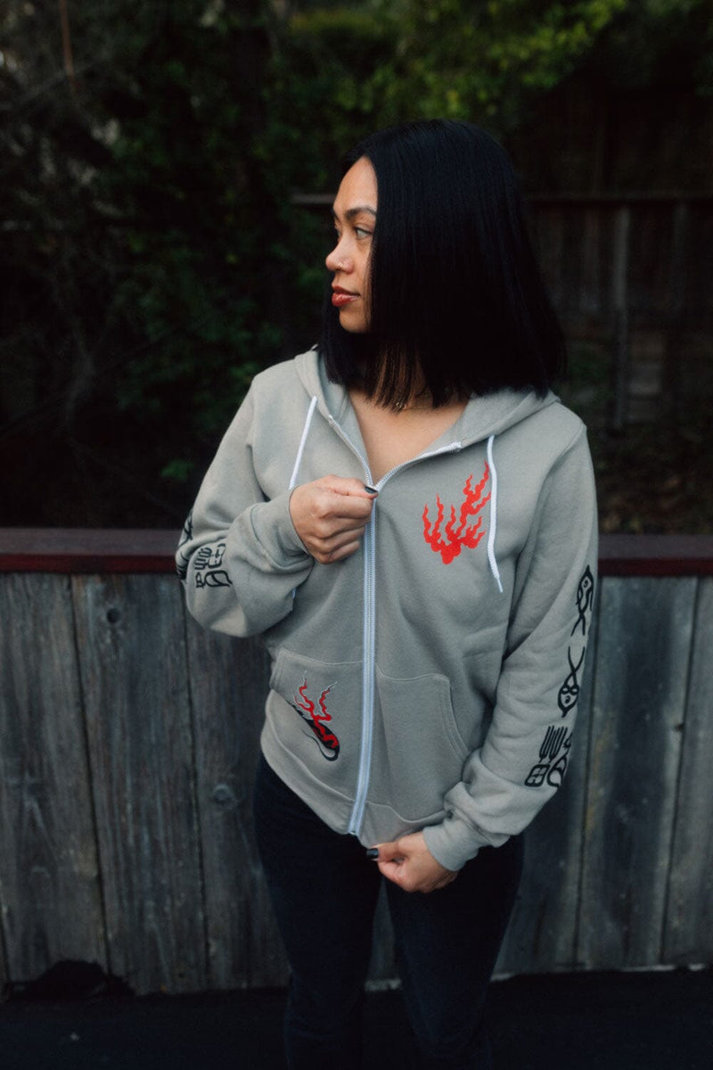 Fuego Gato Zip Up Hoodie Apparel Monmon Cats 
