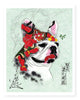 Green Monmon Dog Print Print Monmon Cats 