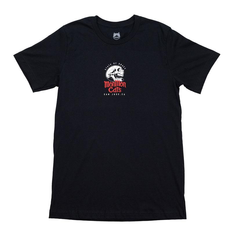 Stone Skull Cat Tee - Black Apparel Monmon Cats 